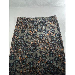 RVCA Maxi Skirt Sz M Olive Green Mixed Floral Slit Skirts Boho Gypsy Casual